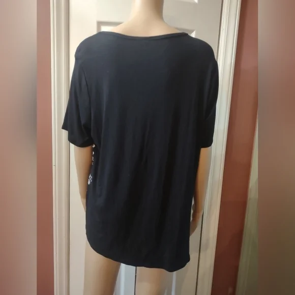 Cato women's size large black and blue floral blouse shirt top - Picture 5 of 5